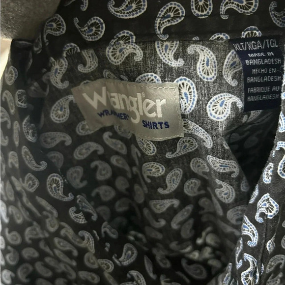 Wrangler Wrancher Paisley Snap Button Cowboy Rodeo Short Sleeve Shirt Size XL - Picture 6 of 6